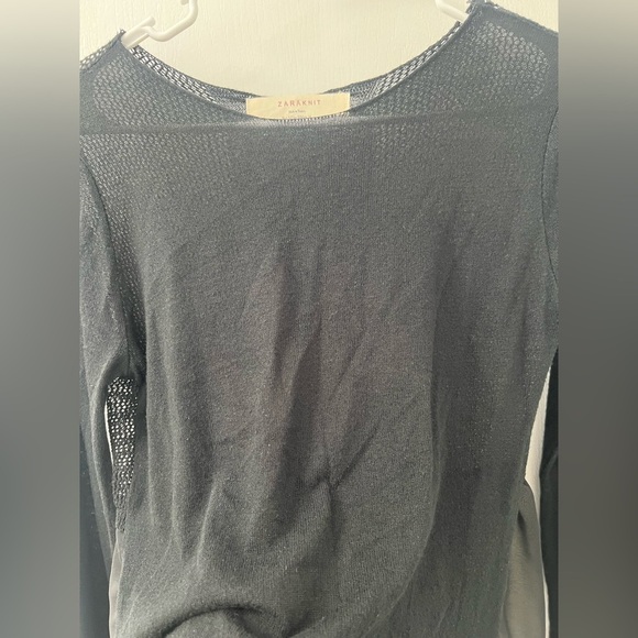 Zara Knit Semi See-Through Black Sheer Blouse (Size S) - Picture 8 of 8